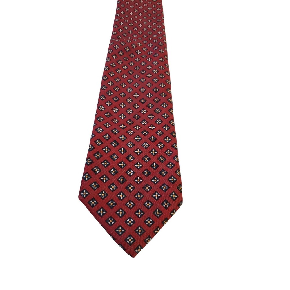 Ferrell Reed Schupp‎ & Snyder Geometric Hand Sewn Silk Mens Necktie Red England